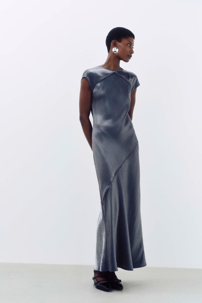 Christmas party dresses for 2024: Silver Metallic Dress