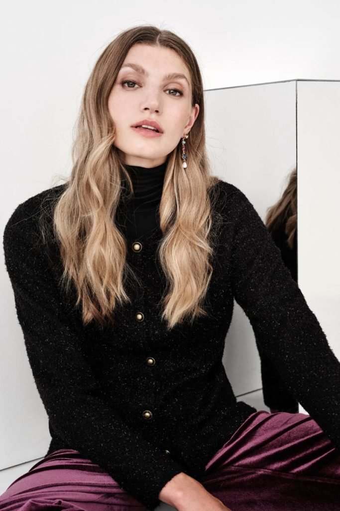 Christmas party outfits: Sparkly black cardigan