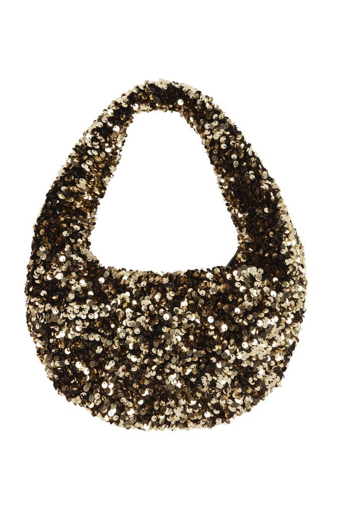 Christmas party outfits: Gold sequin handbag