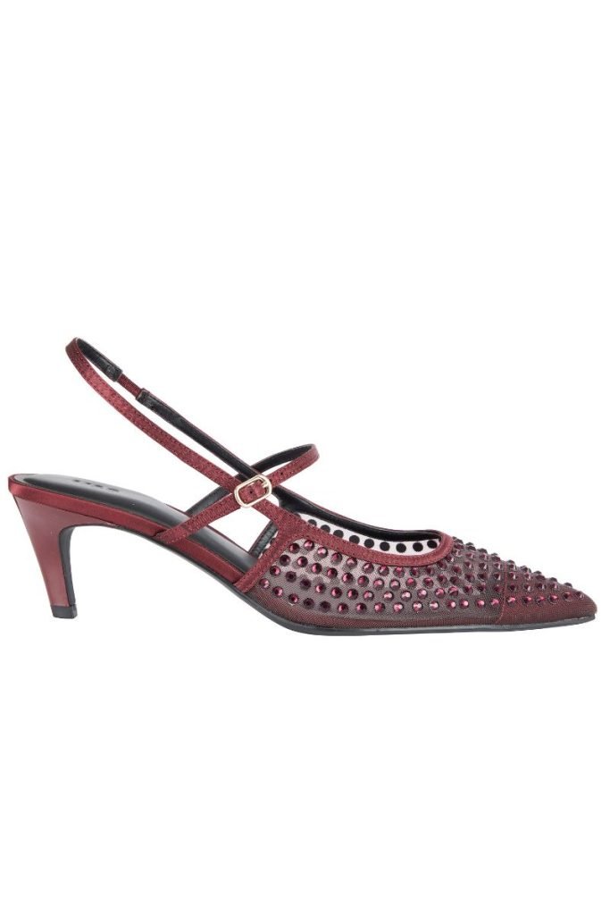 Christmas party outfits: Sparkle diamante dark red kitten heels
