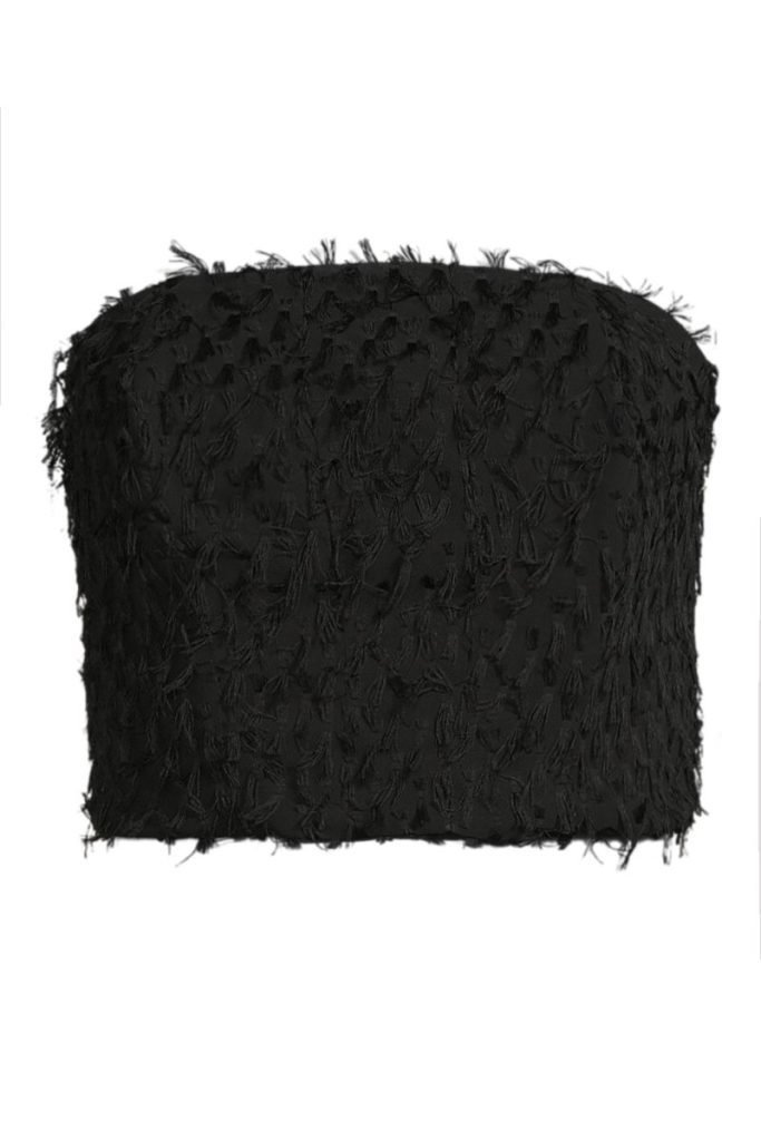 Christmas party outfits: Black woven bandeau top