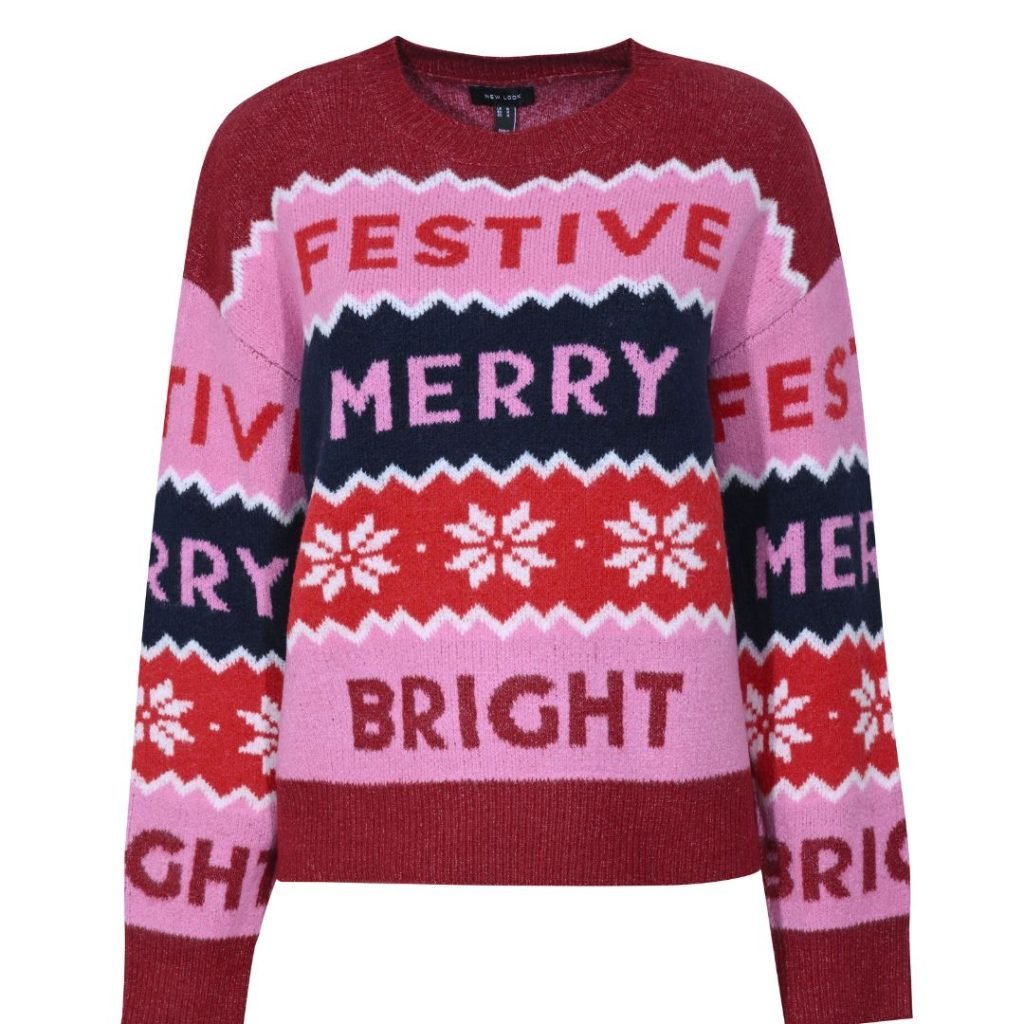 11 Christmas Jumpers: Pink patterned jumper