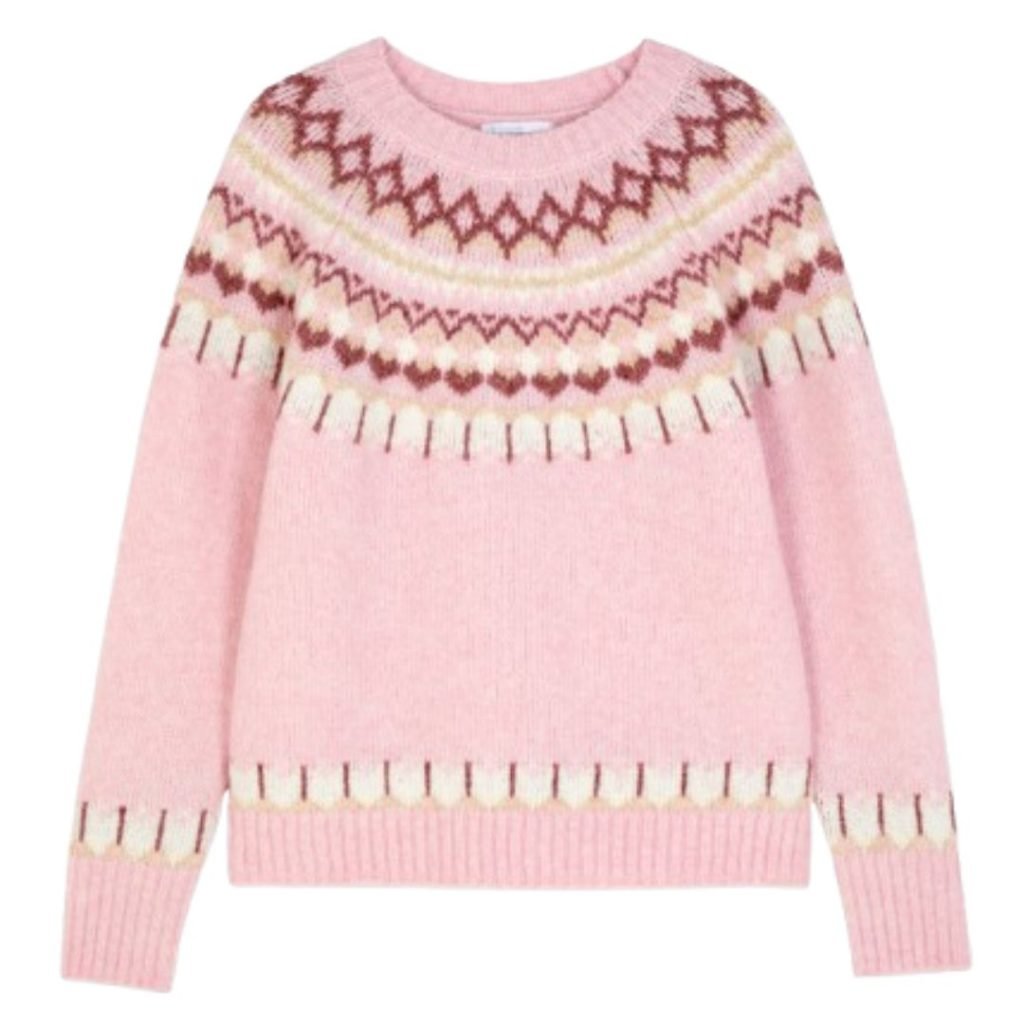 11 Christmas Jumpers: Pink Fairisle jumper