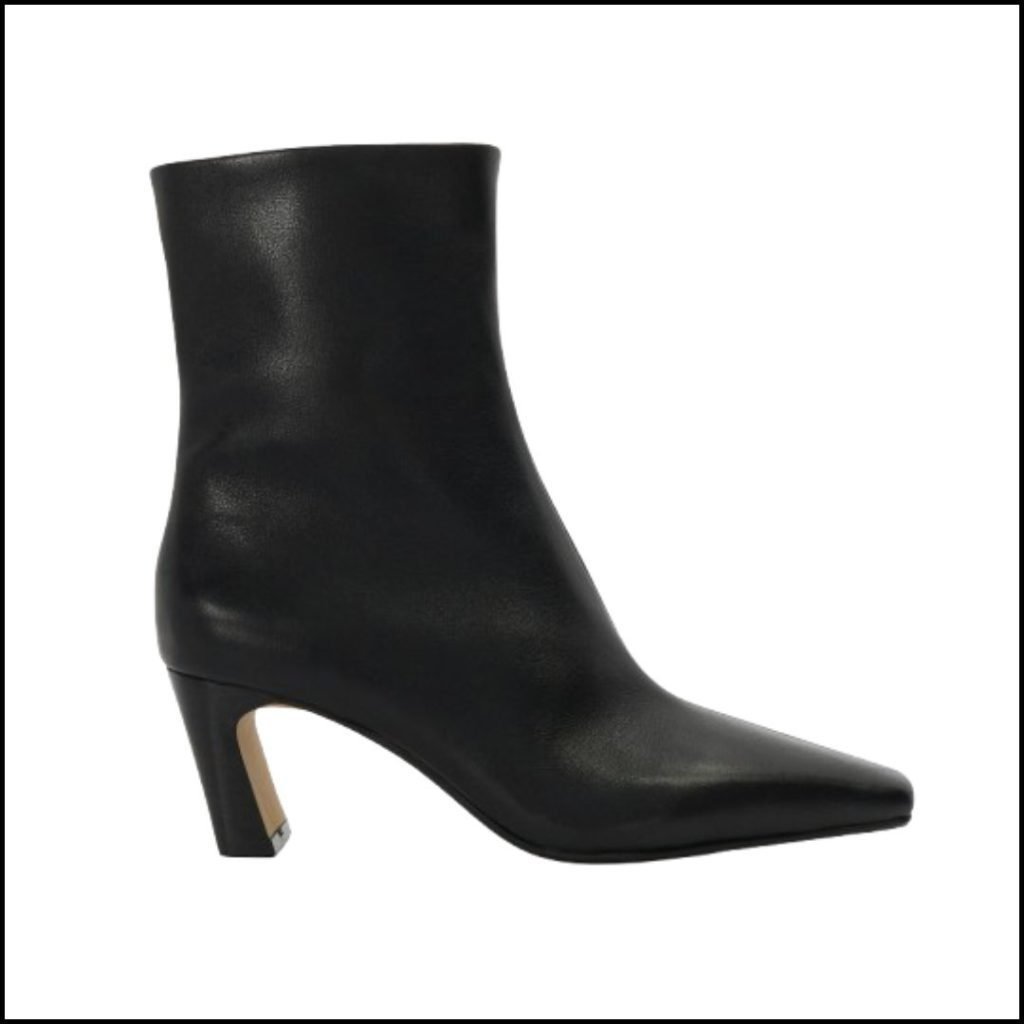 Leather black pointy ankle boots