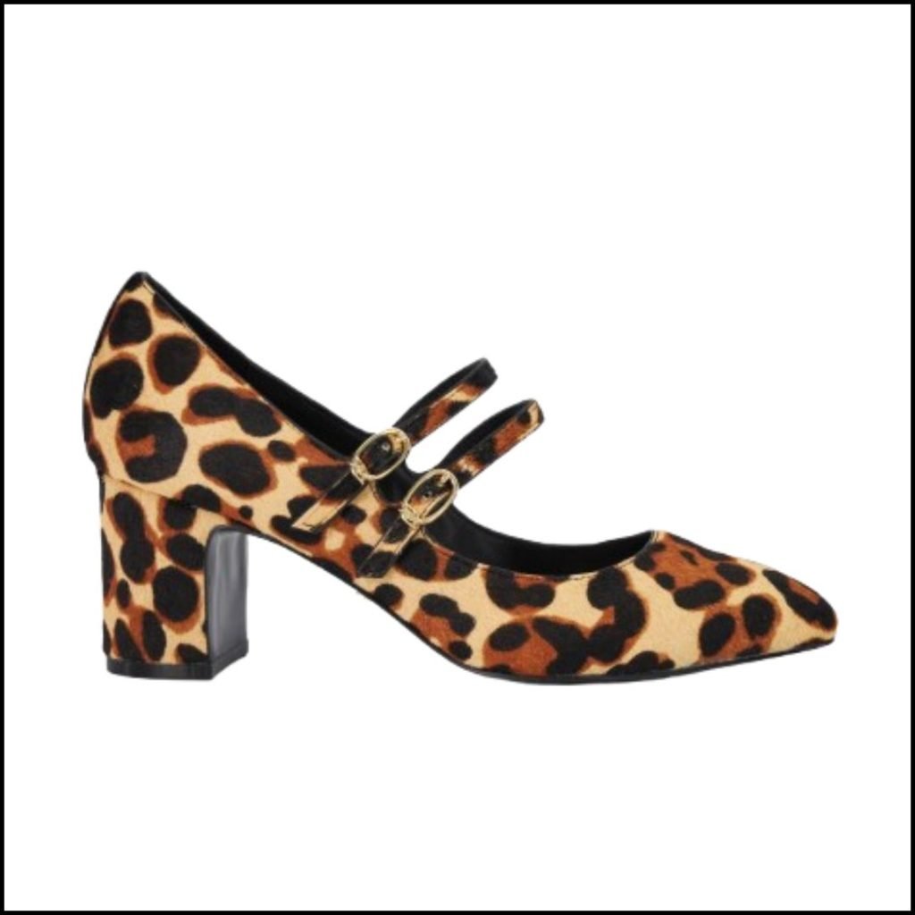 Leopard print block heel shoes