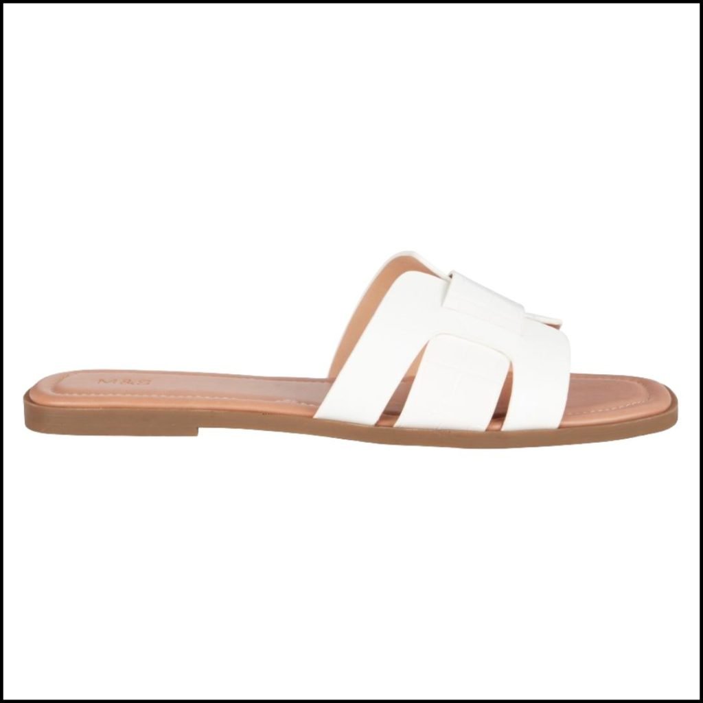 White leather mule sandals