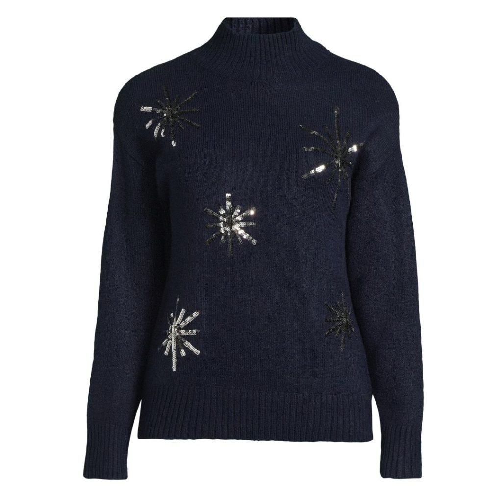 11 Christmas Jumpers: Navy star sequin jumper