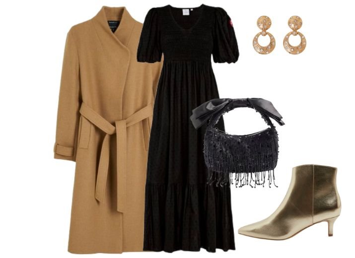 How to wear a maxi dress in winter: Add a bit of sparkle