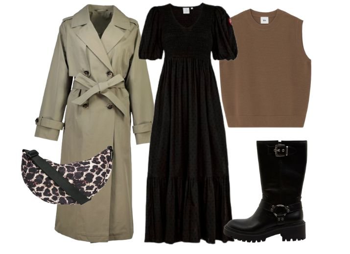 How to wear a maxi dress in winter: Biker boots with a long coat