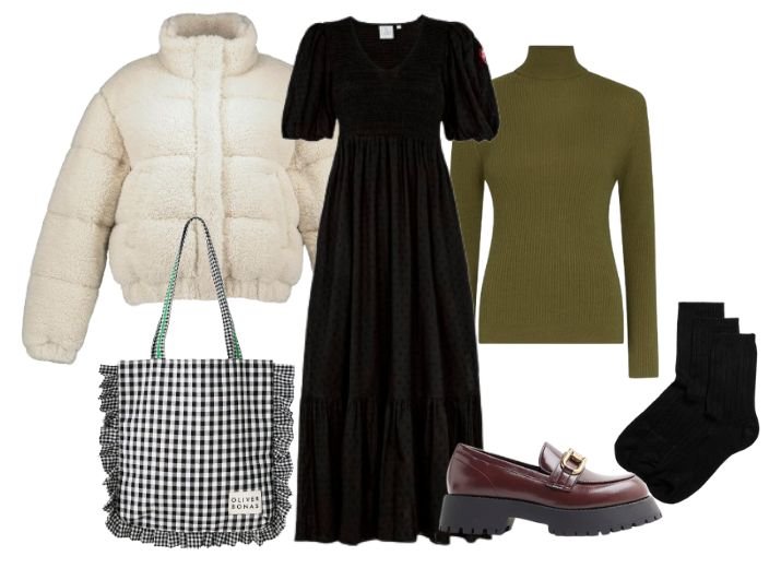 How to wear a maxi dress in winter: Layer a roll-neck jumper